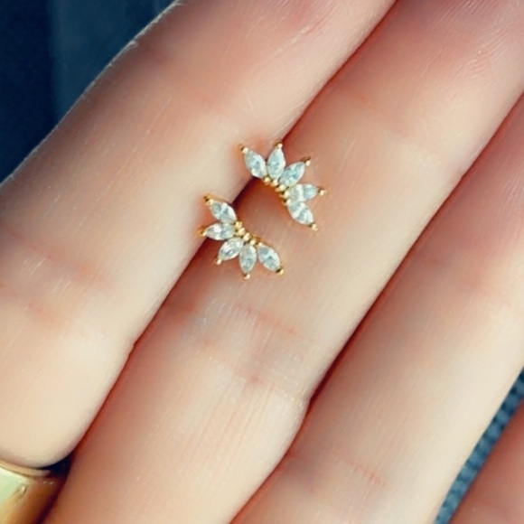 24k Gold Vermeil CZ Tiny Stud Earrings - Picture 6 of 15